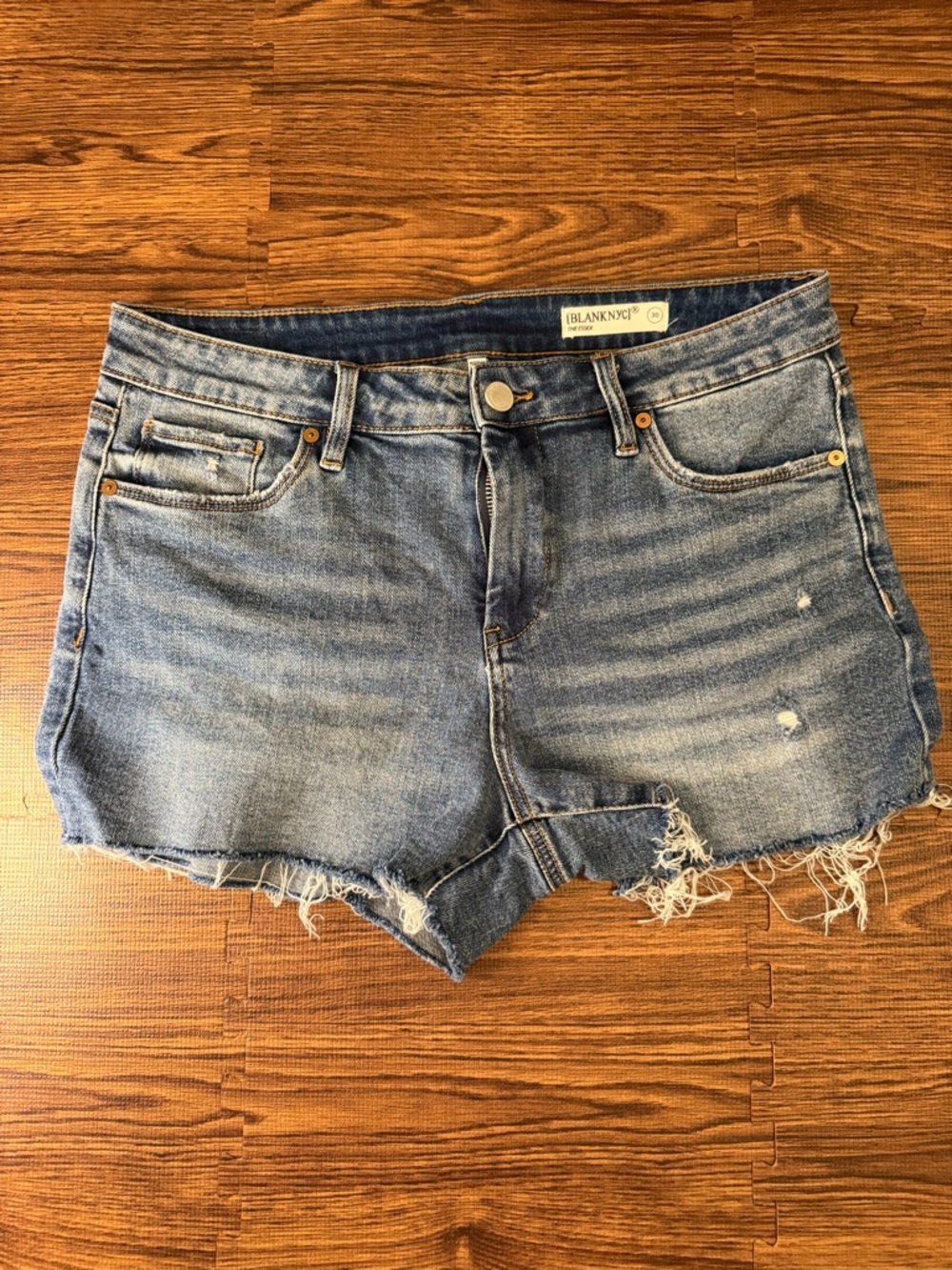 Blank NYC Light Blue Distressed Denim Cutoff Shorts
